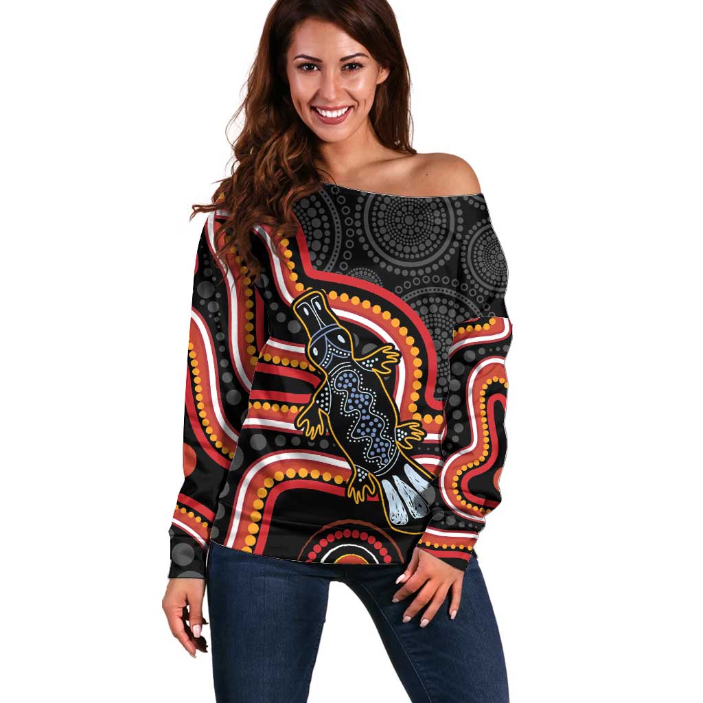 Indigenous Platypus Australia Off Shoulder Sweater Australian Aboriginal Art Proud