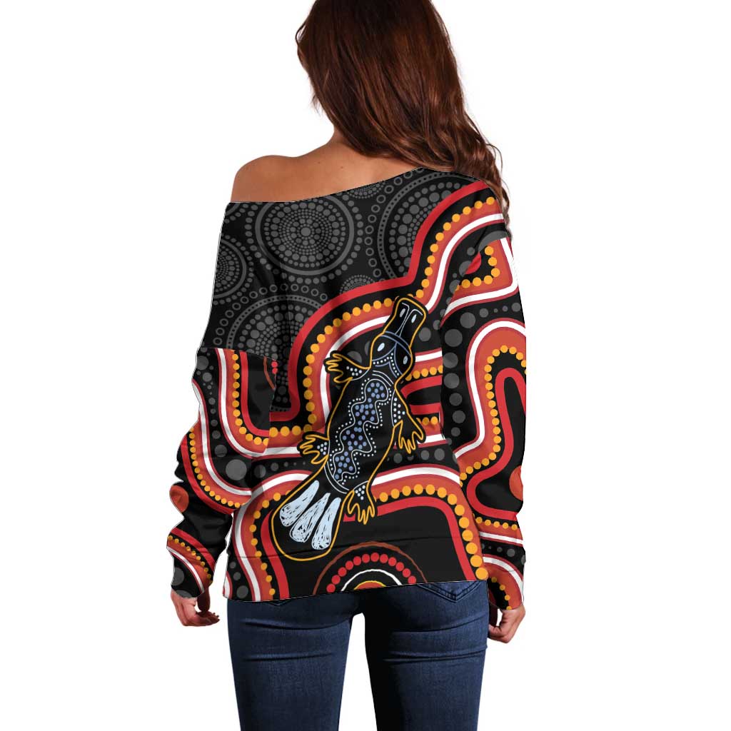 Indigenous Platypus Australia Off Shoulder Sweater Australian Aboriginal Art Proud