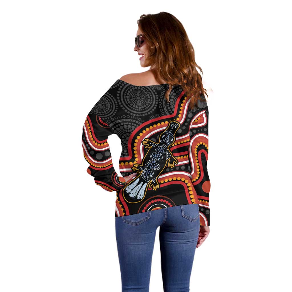 Indigenous Platypus Australia Off Shoulder Sweater Australian Aboriginal Art Proud