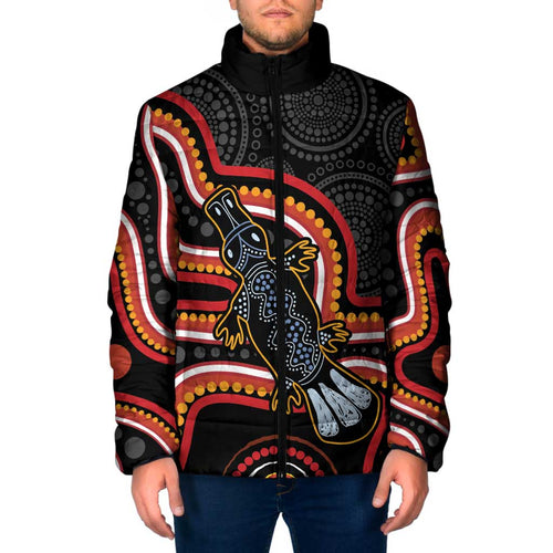 Indigenous Platypus Australia Padded Jacket Australian Aboriginal Art Proud