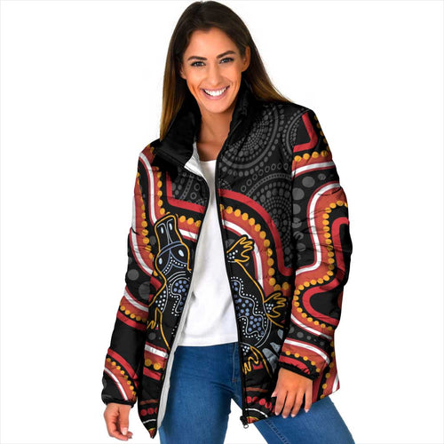 Indigenous Platypus Australia Padded Jacket Australian Aboriginal Art Proud