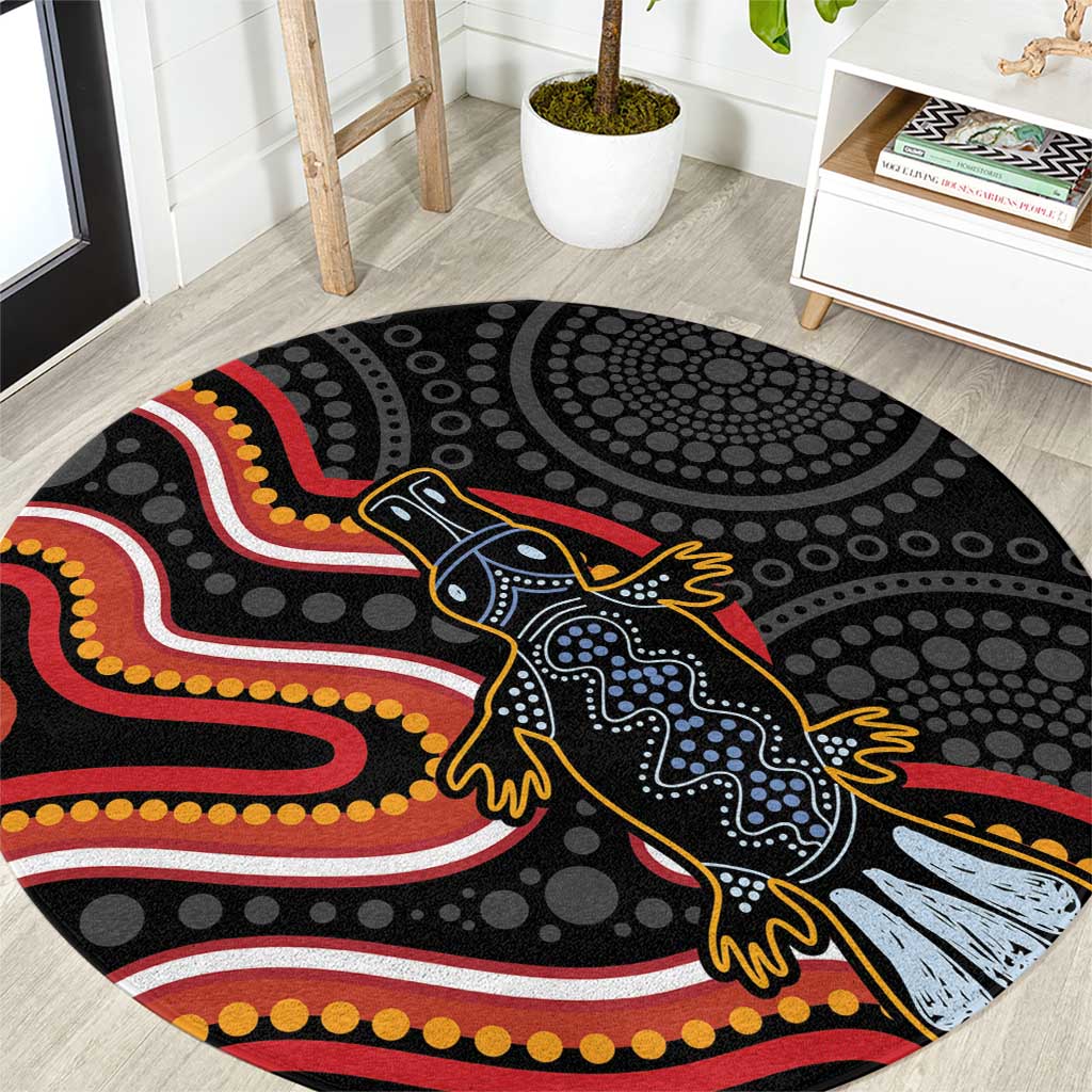Indigenous Platypus Australia Round Carpet Australian Aboriginal Art Proud