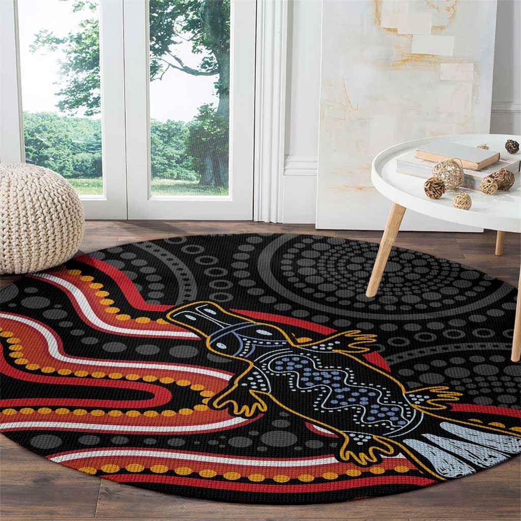 Indigenous Platypus Australia Round Carpet Australian Aboriginal Art Proud