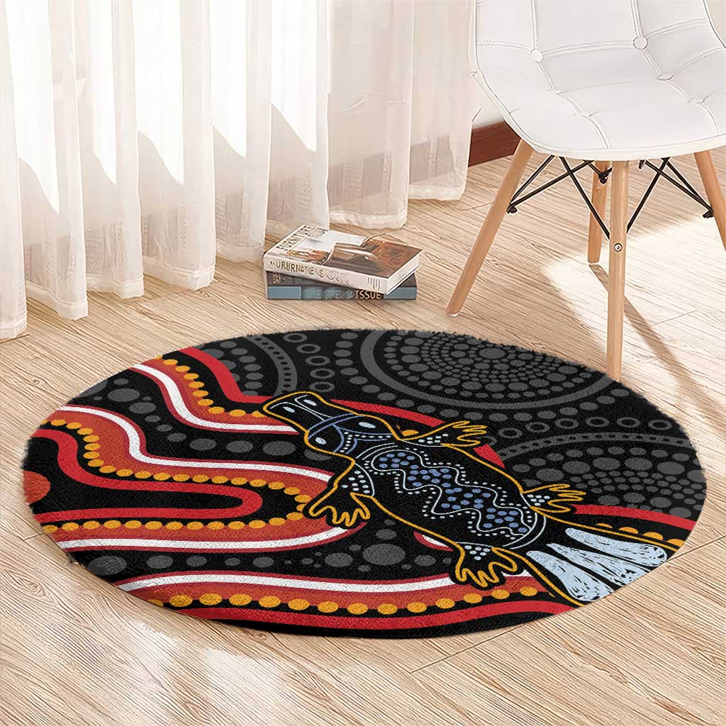 Indigenous Platypus Australia Round Carpet Australian Aboriginal Art Proud