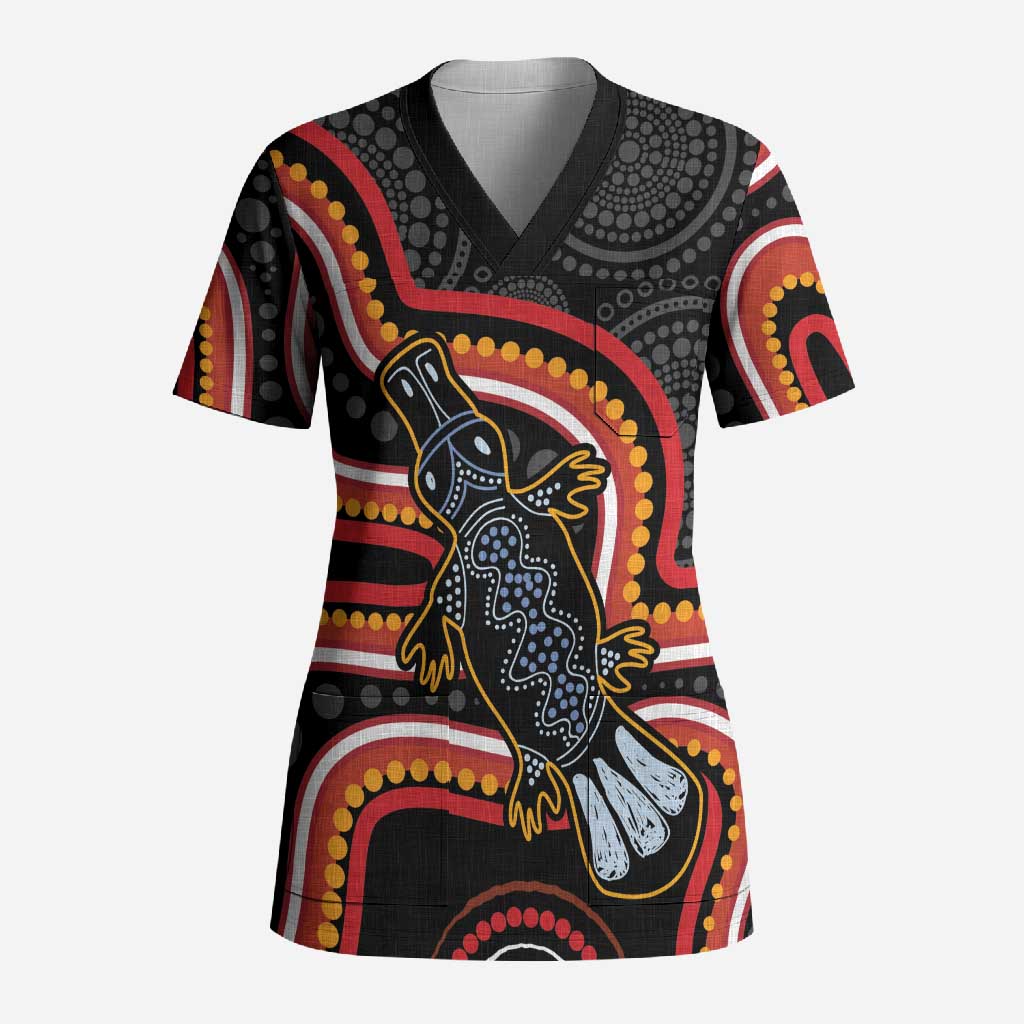 Indigenous Platypus Australia Scrub Top Australian Aboriginal Art Proud
