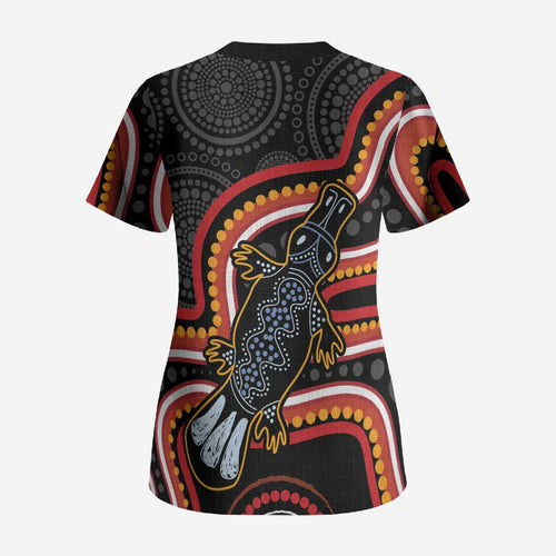 Indigenous Platypus Australia Scrub Top Australian Aboriginal Art Proud