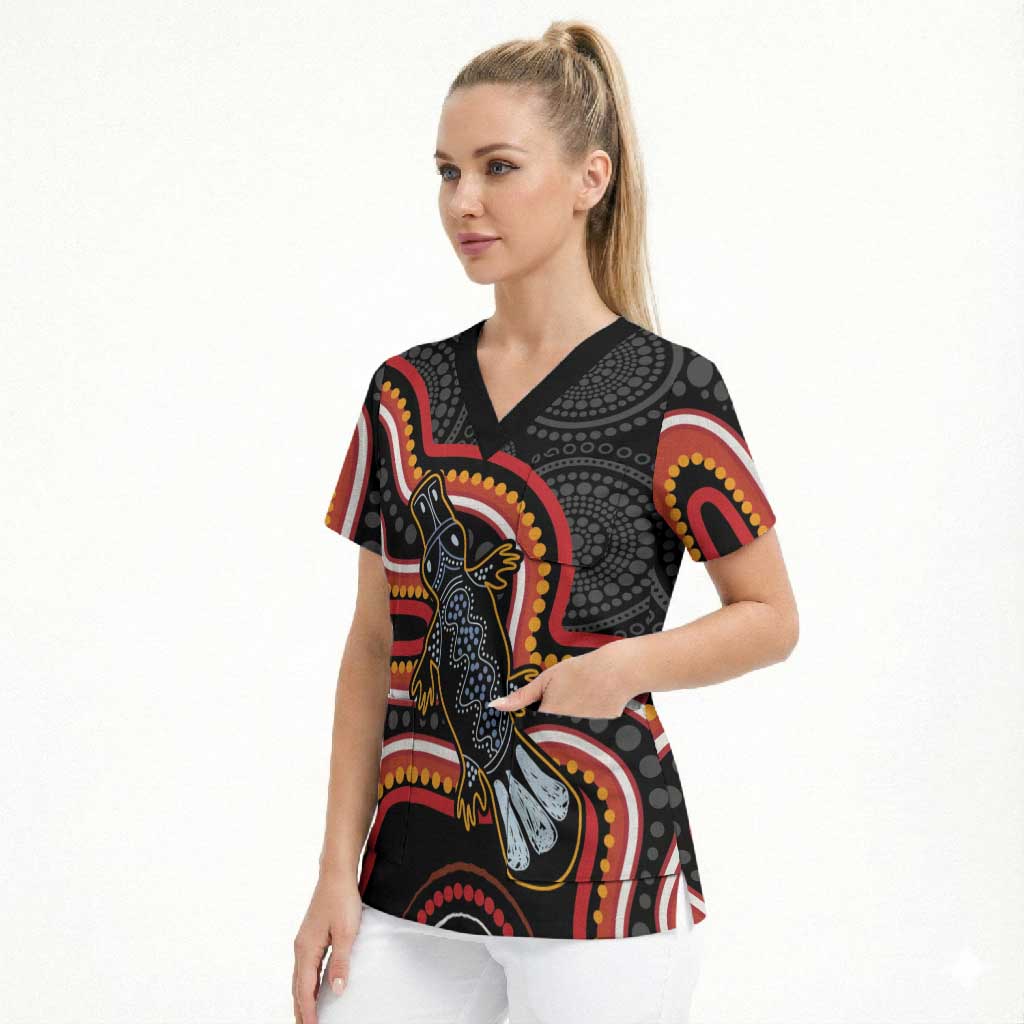 Indigenous Platypus Australia Scrub Top Australian Aboriginal Art Proud