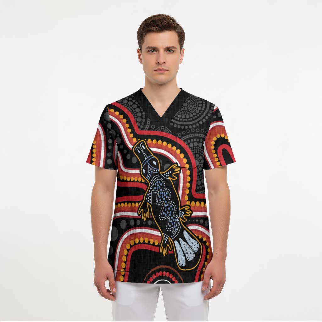 Indigenous Platypus Australia Scrub Top Australian Aboriginal Art Proud