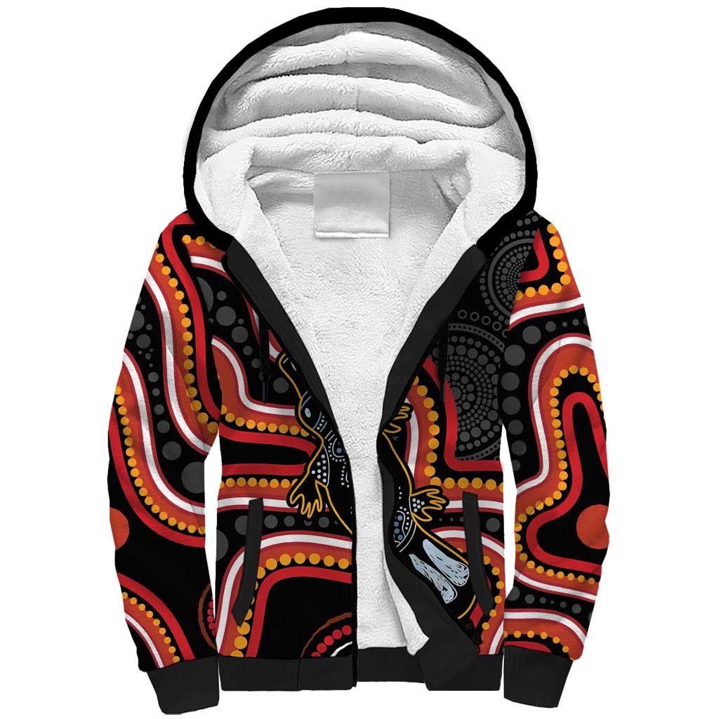 Indigenous Platypus Australia Sherpa Hoodie Australian Aboriginal Art Proud