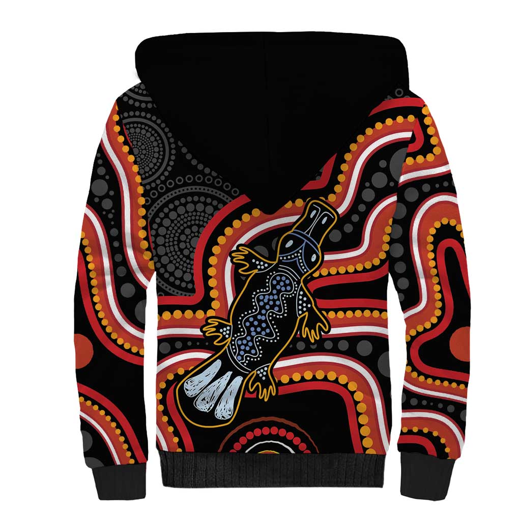 Indigenous Platypus Australia Sherpa Hoodie Australian Aboriginal Art Proud
