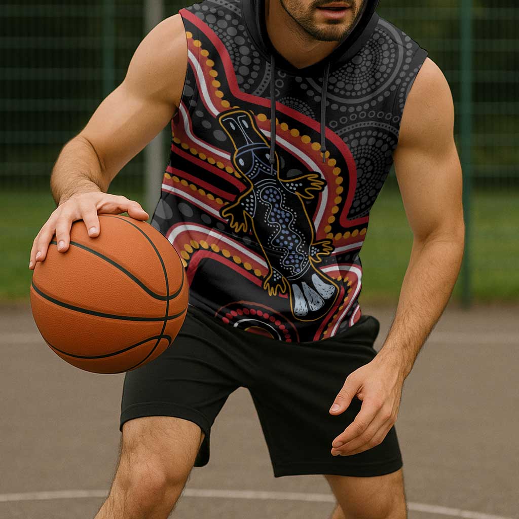 Indigenous Platypus Australia Sleeveless Hoodie Australian Aboriginal Art Proud