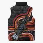 Indigenous Platypus Australia Sleeveless Puffer Jacket Australian Aboriginal Art Proud