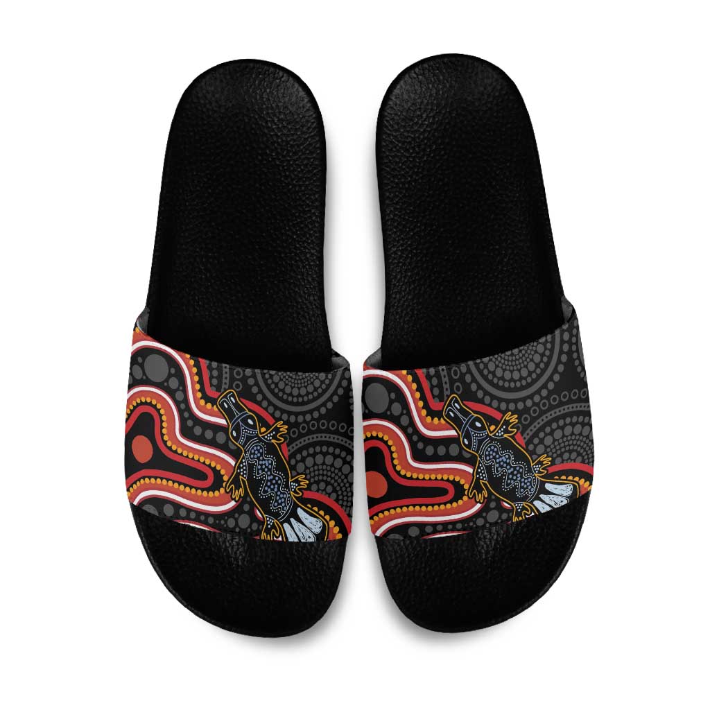 Indigenous Platypus Australia Slide Sandals Australian Aboriginal Art Proud