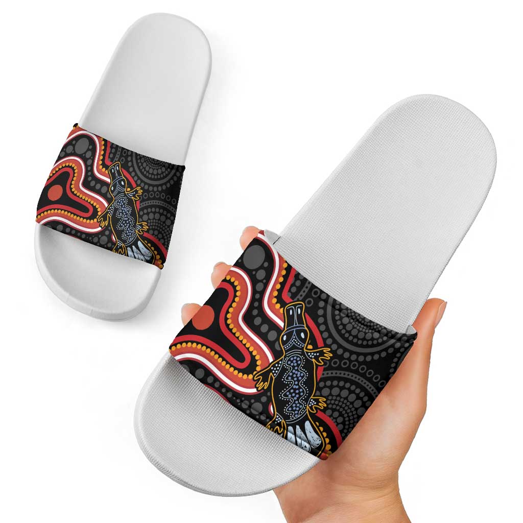 Indigenous Platypus Australia Slide Sandals Australian Aboriginal Art Proud