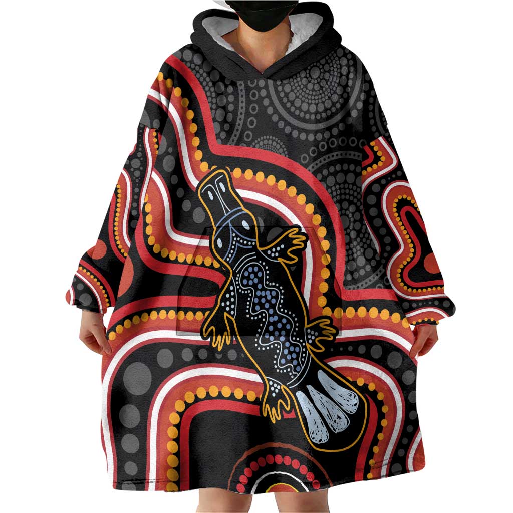 Indigenous Platypus Australia Wearable Blanket Hoodie Australian Aboriginal Art Proud