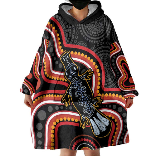 Indigenous Platypus Australia Wearable Blanket Hoodie Australian Aboriginal Art Proud