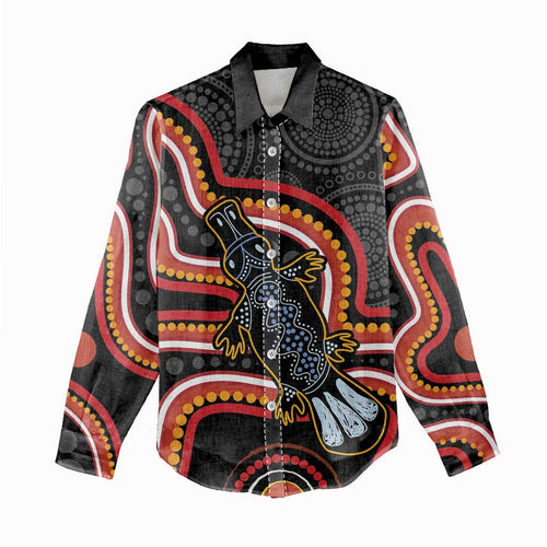 Indigenous Platypus Australia Women Casual Shirt Australian Aboriginal Art Proud