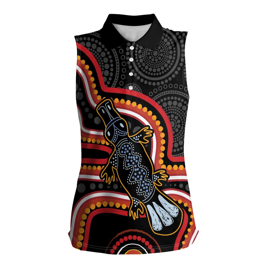 Indigenous Platypus Australia Women Sleeveless Polo Shirt Australian Aboriginal Art Proud