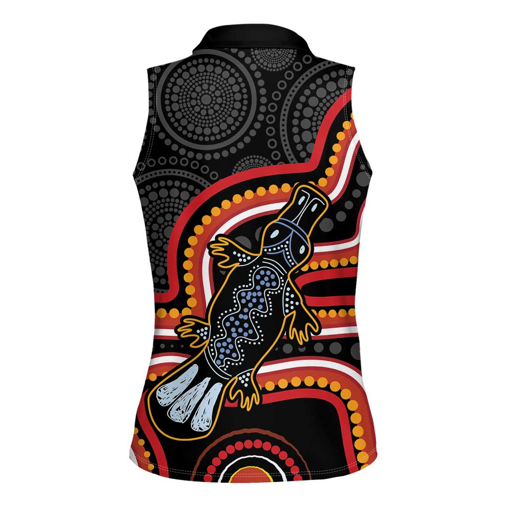 Indigenous Platypus Australia Women Sleeveless Polo Shirt Australian Aboriginal Art Proud