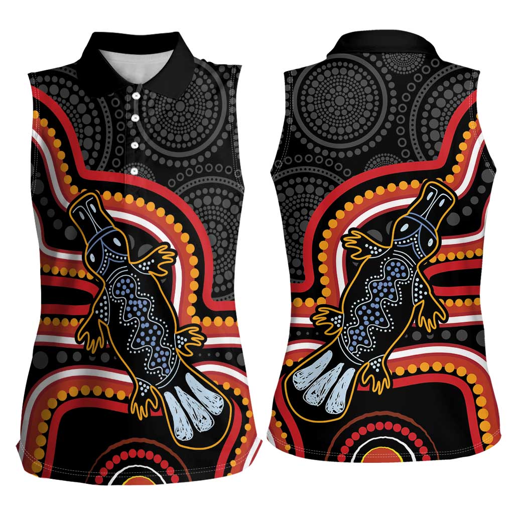 Indigenous Platypus Australia Women Sleeveless Polo Shirt Australian Aboriginal Art Proud
