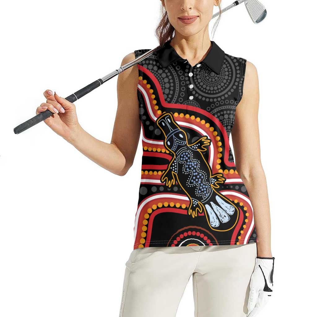 Indigenous Platypus Australia Women Sleeveless Polo Shirt Australian Aboriginal Art Proud