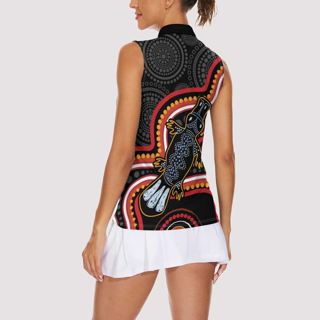Indigenous Platypus Australia Women Sleeveless Polo Shirt Australian Aboriginal Art Proud