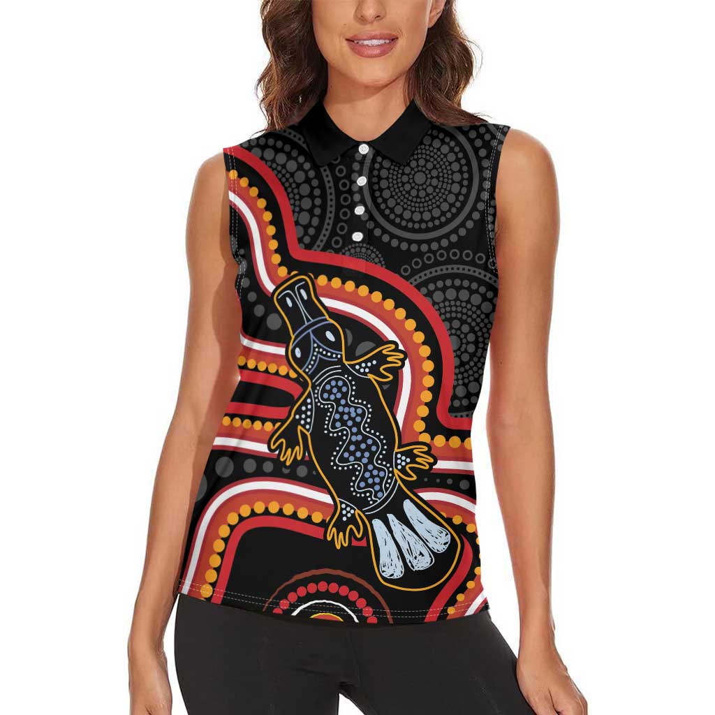 Indigenous Platypus Australia Women Sleeveless Polo Shirt Australian Aboriginal Art Proud