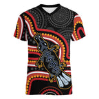 Indigenous Platypus Australia Women V-Neck T-Shirt Australian Aboriginal Art Proud