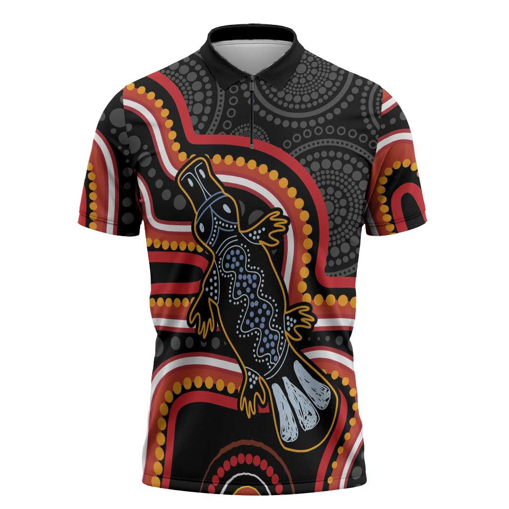 Indigenous Platypus Australia Zipper Polo Shirt Australian Aboriginal Art Proud