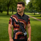 Indigenous Platypus Australia Zipper Polo Shirt Australian Aboriginal Art Proud