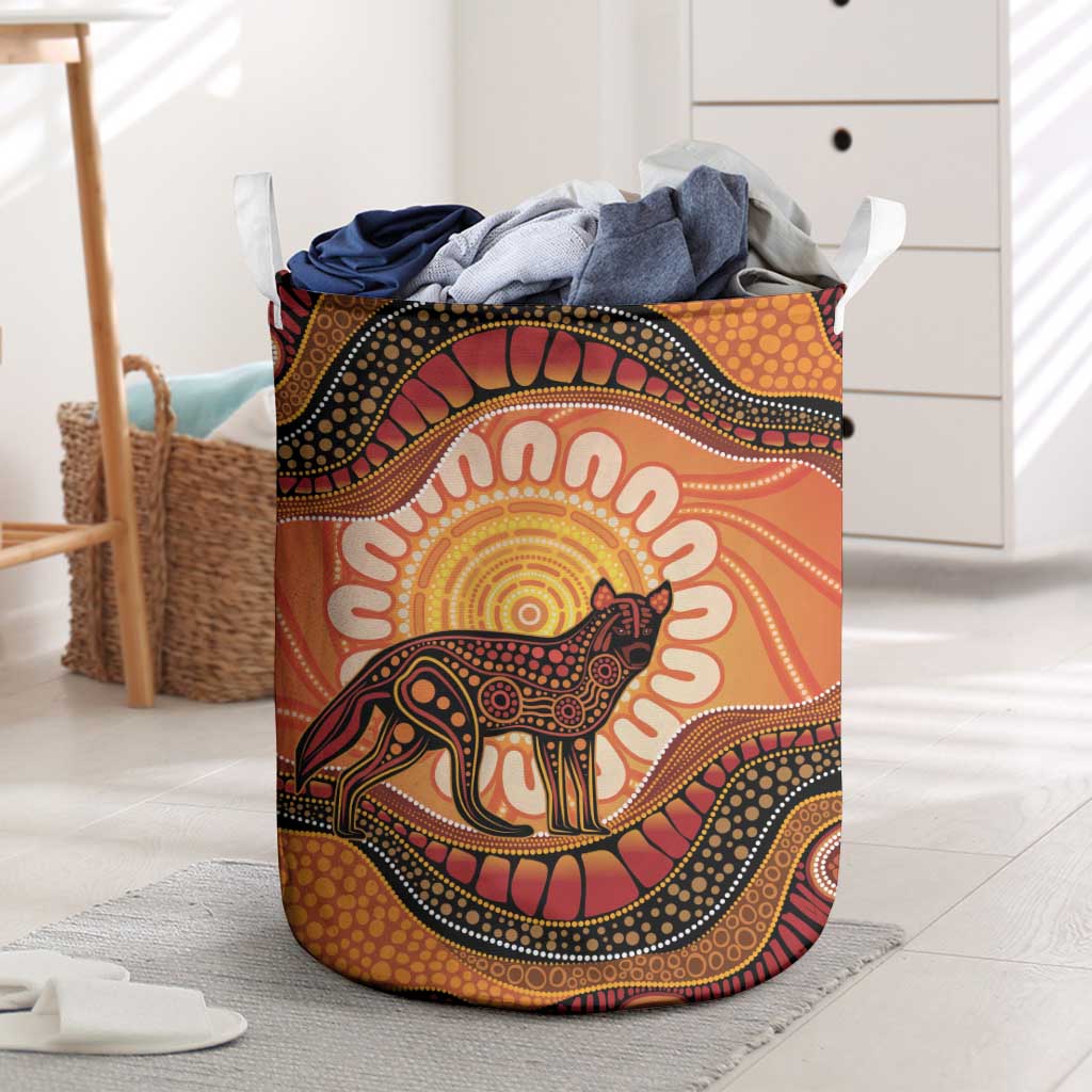 Indigenous Dingo Australia Laundry Basket Australian Aboriginal Art Proud