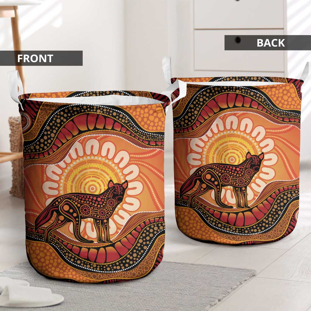 Indigenous Dingo Australia Laundry Basket Australian Aboriginal Art Proud