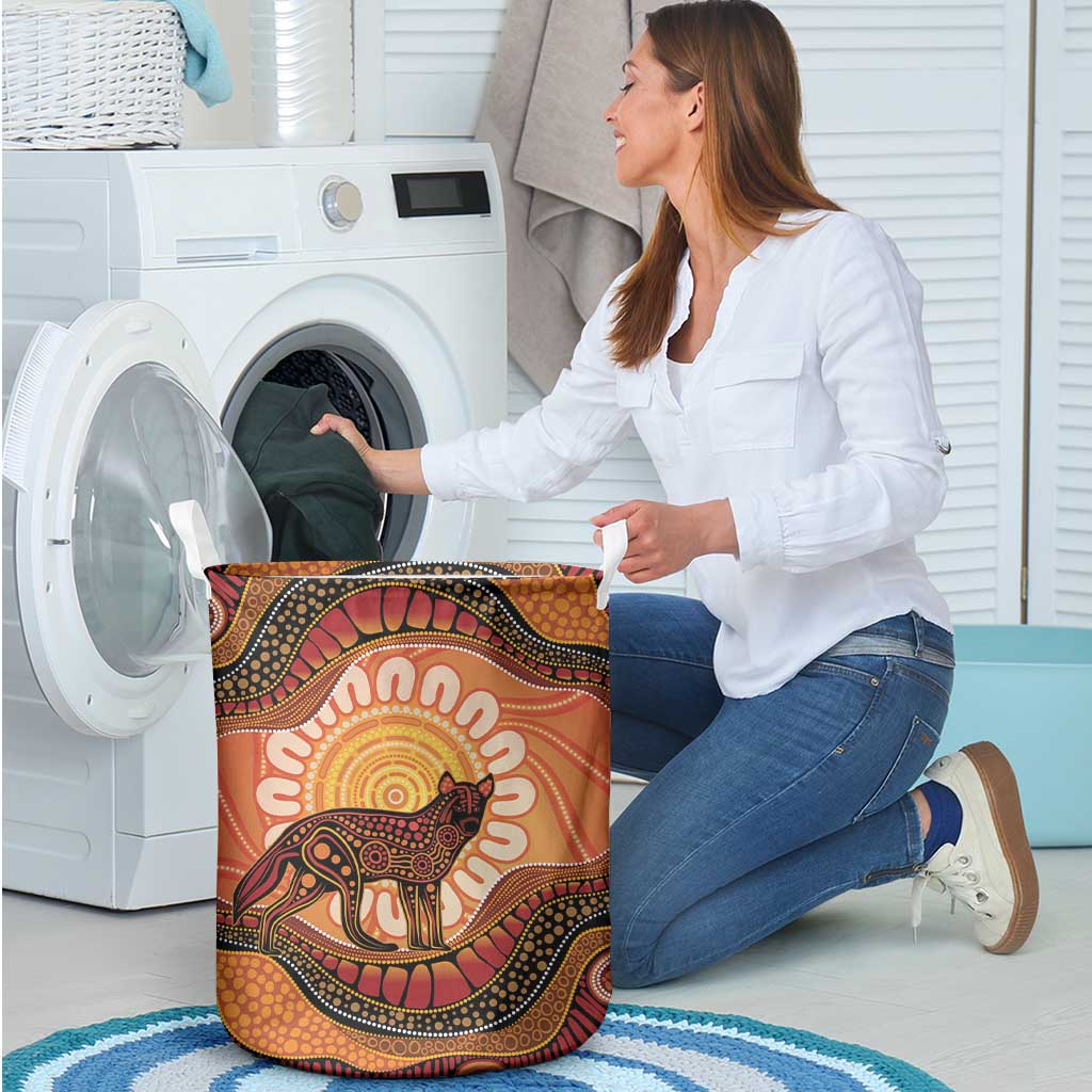 Indigenous Dingo Australia Laundry Basket Australian Aboriginal Art Proud