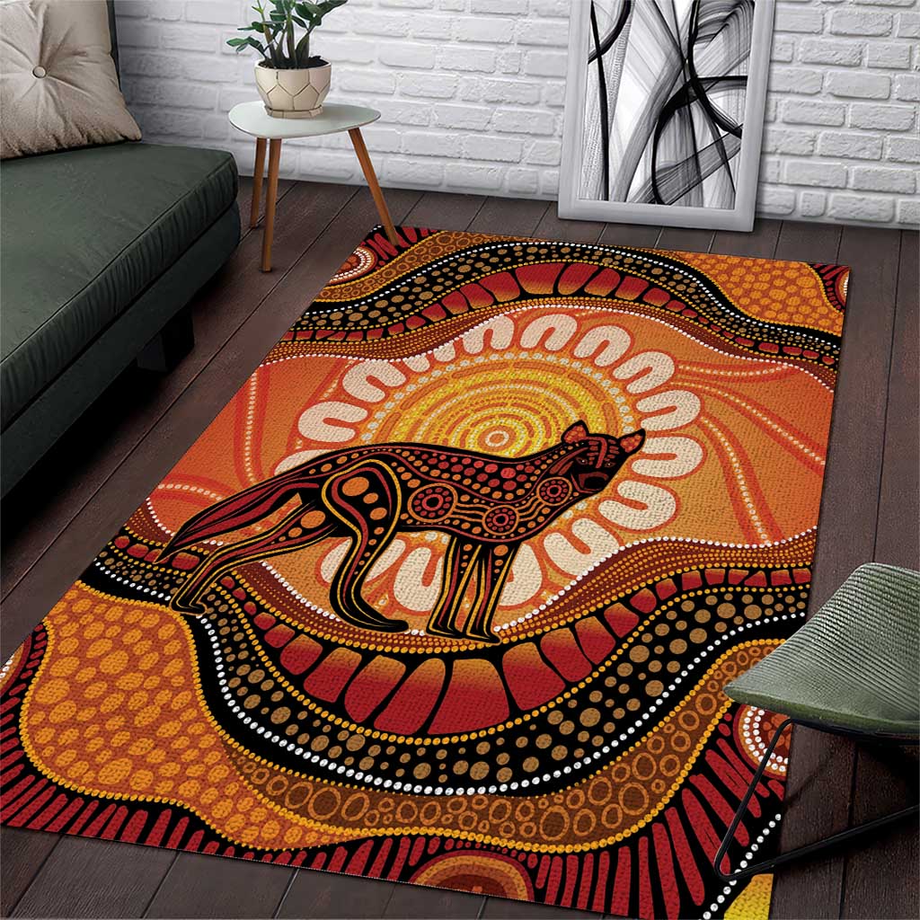 Indigenous Dingo Australia Area Rug Australian Aboriginal Art Proud
