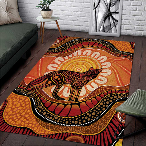 Indigenous Dingo Australia Area Rug Australian Aboriginal Art Proud