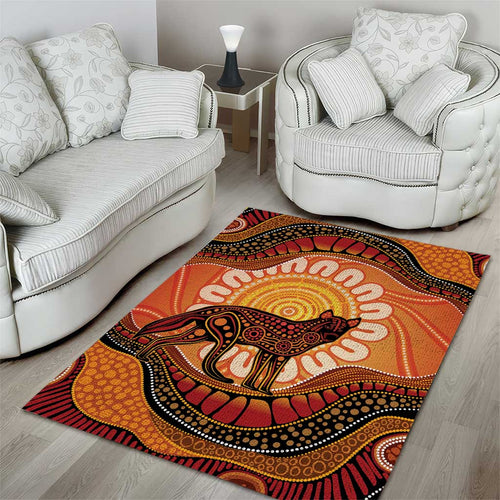 Indigenous Dingo Australia Area Rug Australian Aboriginal Art Proud