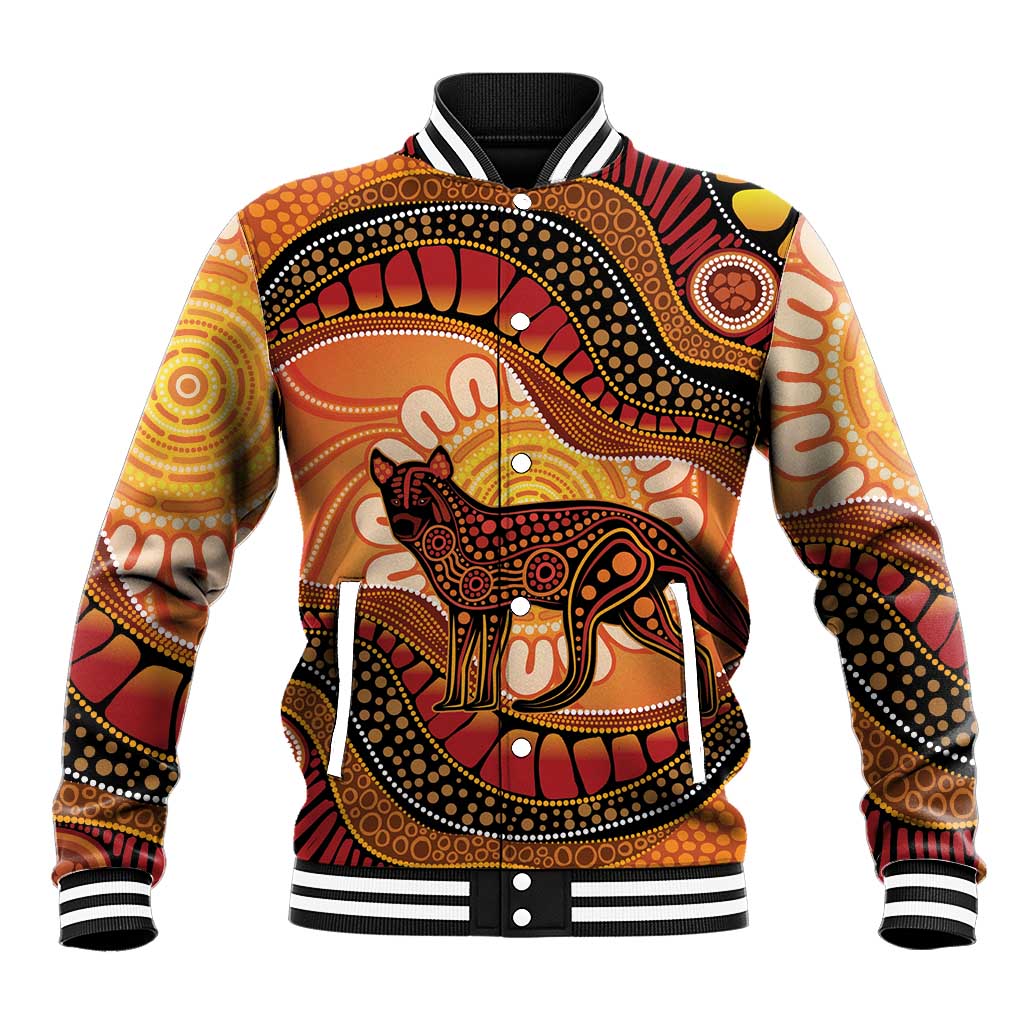 Indigenous Dingo Australia Baseball Jacket Australian Aboriginal Art Proud