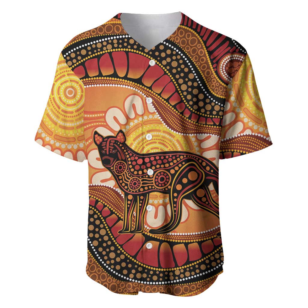 Indigenous Dingo Australia Baseball Jersey Australian Aboriginal Art Proud
