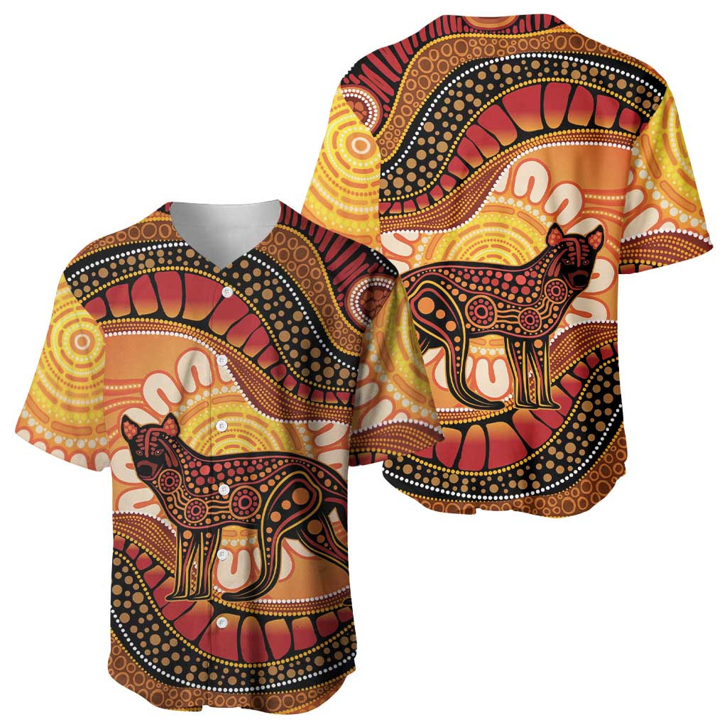 Indigenous Dingo Australia Baseball Jersey Australian Aboriginal Art Proud