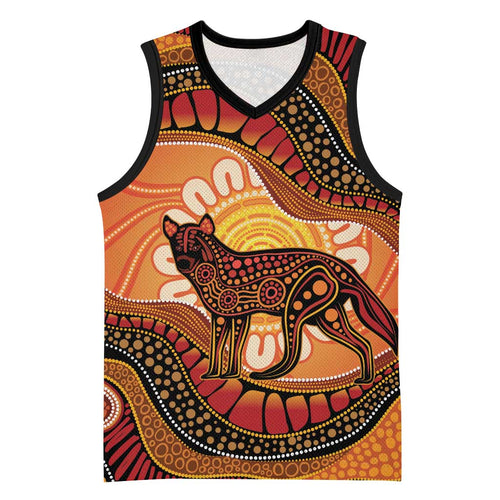 Indigenous Dingo Australia Basketball Jersey Australian Aboriginal Art Proud