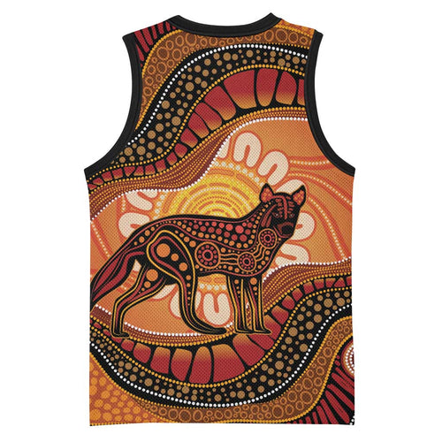 Indigenous Dingo Australia Basketball Jersey Australian Aboriginal Art Proud