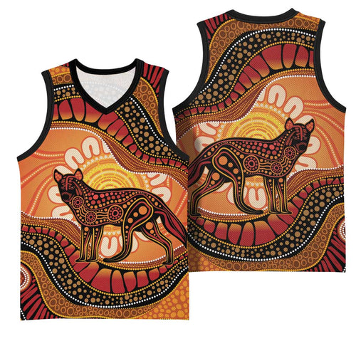 Indigenous Dingo Australia Basketball Jersey Australian Aboriginal Art Proud