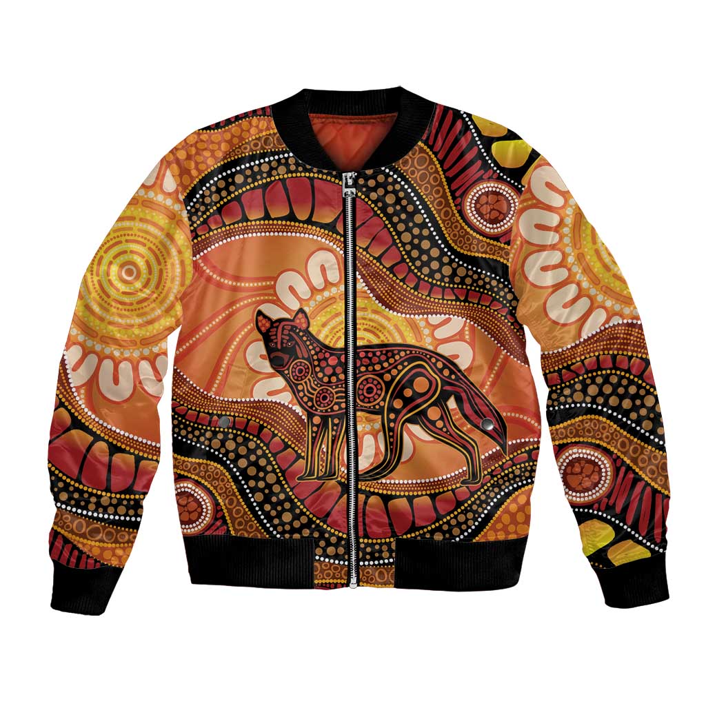 Indigenous Dingo Australia Bomber Jacket Australian Aboriginal Art Proud