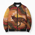 Indigenous Dingo Australia Bomber Puffer Jacket Australian Aboriginal Art Proud