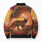 Indigenous Dingo Australia Bomber Puffer Jacket Australian Aboriginal Art Proud