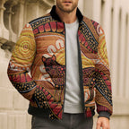 Indigenous Dingo Australia Bomber Puffer Jacket Australian Aboriginal Art Proud