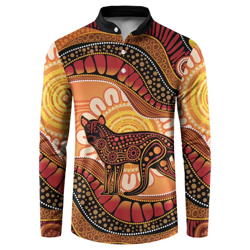 Indigenous Dingo Australia Button Sweatshirt Australian Aboriginal Art Proud