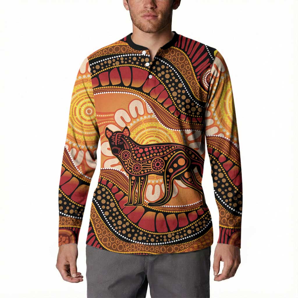Indigenous Dingo Australia Button Sweatshirt Australian Aboriginal Art Proud