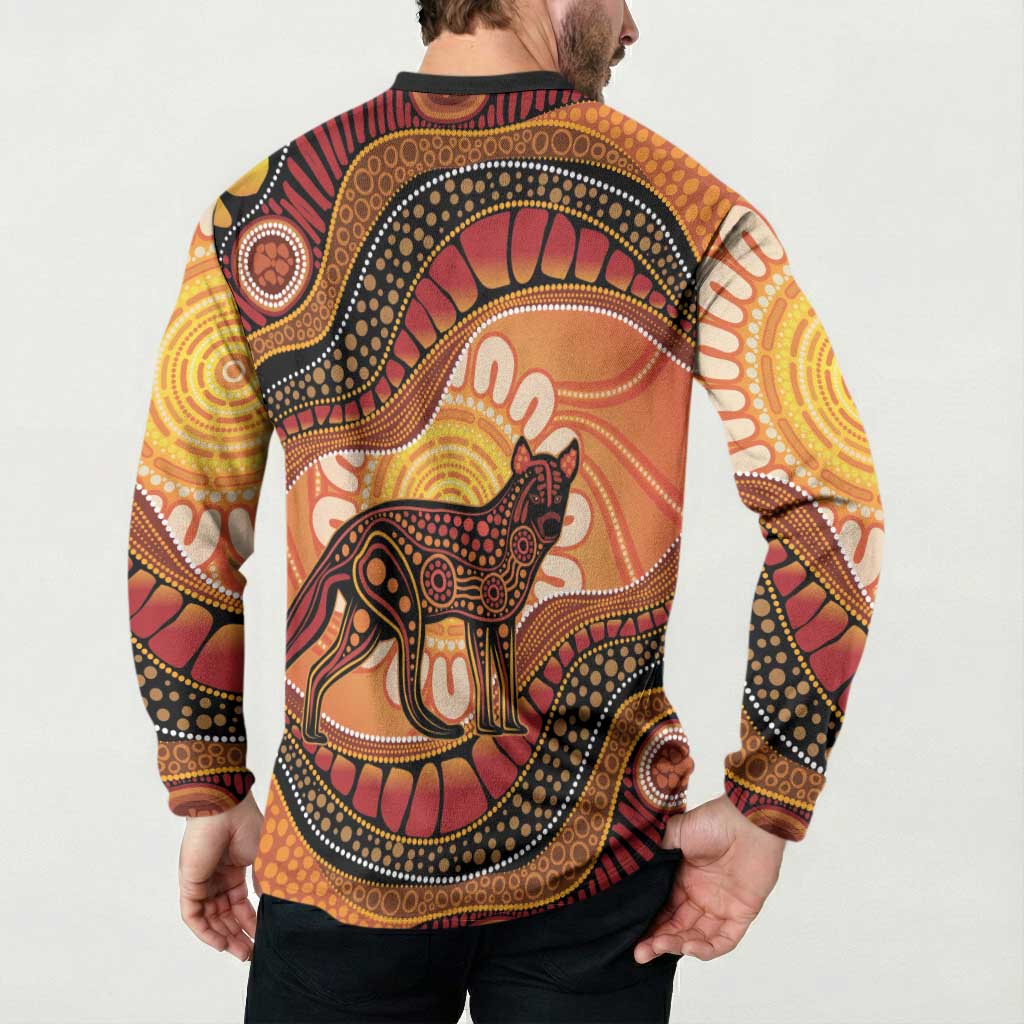 Indigenous Dingo Australia Button Sweatshirt Australian Aboriginal Art Proud