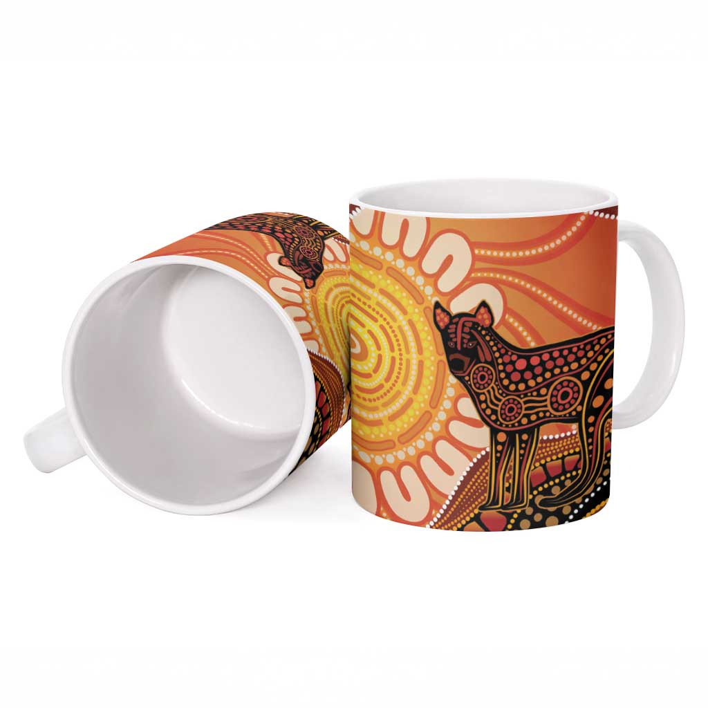 Indigenous Dingo Australia Ceramic Mug Australian Aboriginal Art Proud